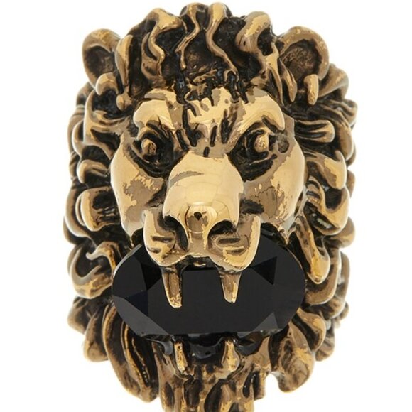 Gucci Lion Head Ring with Black Crystal - Picture 1 of 5